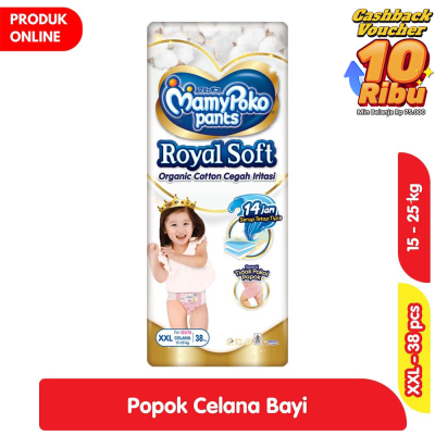 Promo MamyPoko Royal Soft Organic Cotton Popok Celana Bayi Girls XXL 38 pcs Alfamart