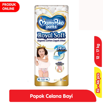 Promo MamyPoko Royal Soft Organic Cotton Popok Celana Bayi Girls XL 46 pcs Alfamart