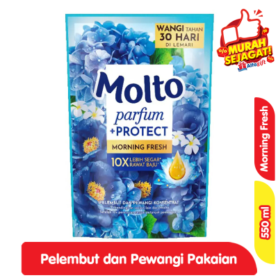 Promo Molto Parfum + Protect Pelembut & Pewangi Pakaian Morning Fresh Refill 550 ml Alfamart