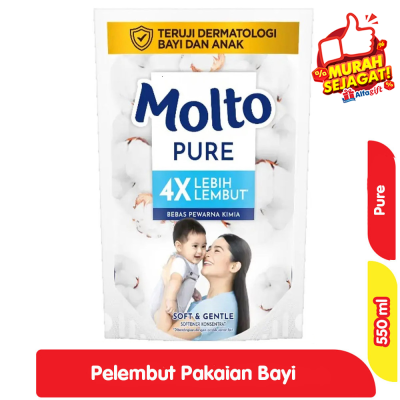 Promo Molto Pure Pelembut & Pewangi Pakaian Bayi Soft & Gentle Refill 550 ml Alfamart