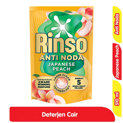 Promo Rinso SensiFresh Detergen Cair Japanese Peach Refill 510 ml Alfamart