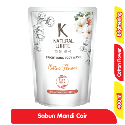 Promo K-Natural White Sabun Mandi Cair Cotton Flower Refill 400 ml Alfamart