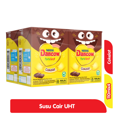 Promo Nestle Dancow FortiGro Cokelat Susu UHT Kotak 4 x 110 ml Alfamart