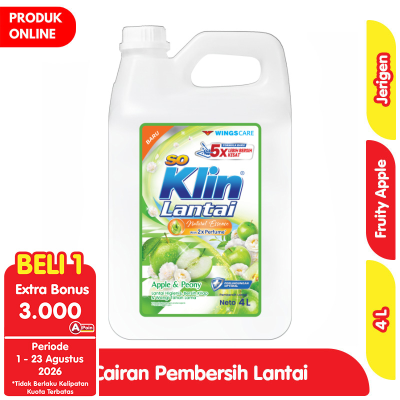 Promo So Klin Cairan Pembersih Lantai Apple & Peony Jerigen 4 L Alfamart