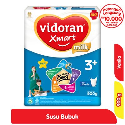 Promo vidoran Xmart 3+ Susu Pertumbuhan Anak 3 - 5 Tahun Vanila 900 g Alfamart