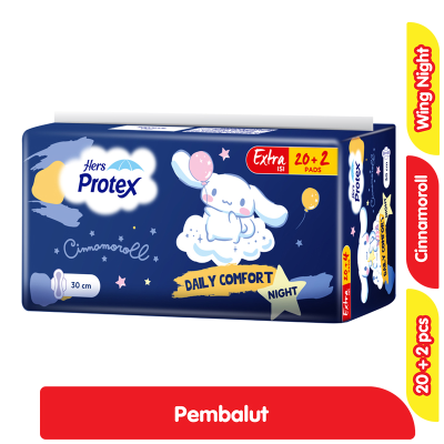 Promo Hers Protex Cinnamoroll Pembalut Wanita Wing Malam 30 cm 20 + 2 pcs Alfamart