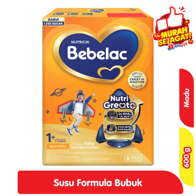 Promo Bebelac 1+ GroGreat+ Susu Bubuk Pertumbuhan Anak Madu 600 g Alfamart