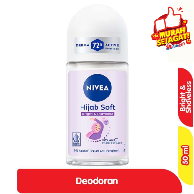 Promo Nivea Deodoran Roll On Wanita Hijab Soft Bright & Shaveless 50 ml Alfamart
