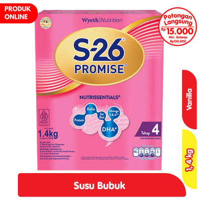 Promo S-26 Promise Tahap 4 Susu Pertumbuhan Anak 3-12 Tahun Vanila 1.4 kg Alfamart