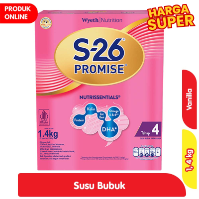 Promo S-26 Promise Tahap 4 Susu Bubuk Pertumbuhan Anak 3-12 Tahun Vanila 1.4 kg Alfamart