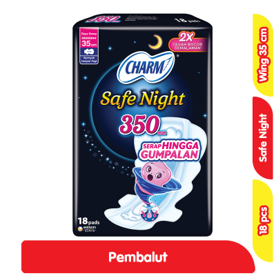 Promo Charm Safe Night Pembalut Wanita Wing Malam 35 cm 18 pcs Alfamart