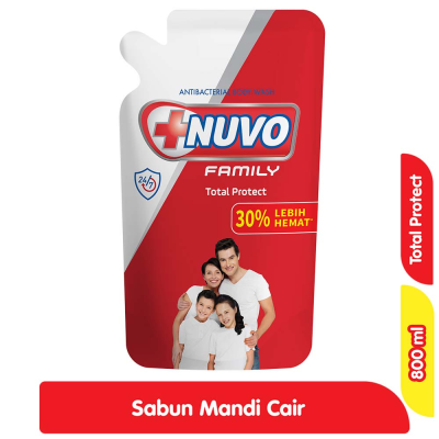 Promo Nuvo Family Sabun Mandi Cair Anti Bakteri Total Protect Refill 800 ml Alfamart