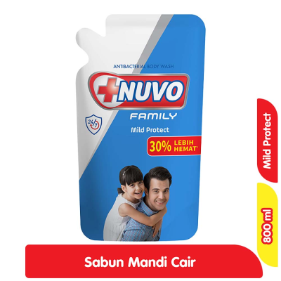 Promo Nuvo Family Sabun Mandi Cair Anti Bakteri Mild Protect Refill 800 ml Alfamart