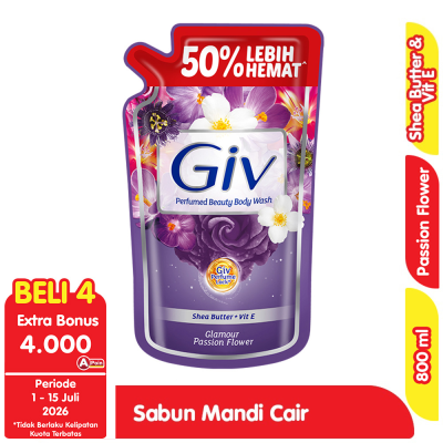 Promo Giv Beauty Sabun Mandi Cair Glamour Passion Flower 800 ml Alfamart