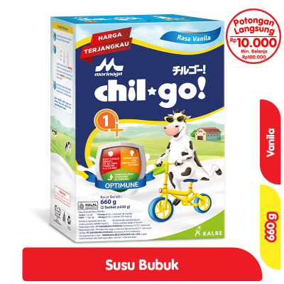 Promo Morinaga chil-go 1+ Susu Bubuk Pertumbuhan Anak 1 - 3 Tahun Vanila 660 g Alfamart
