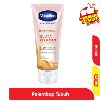 Promo Vaseline Healthy Bright Serum Tubuh Hijab Protect Gluta Vitamin SPF 20 180 ml Alfamart