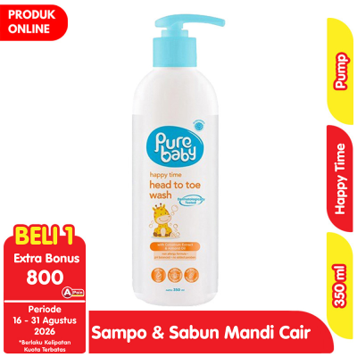 Promo Pure Baby Happy Time Sampo & Sabun Mandi Bayi Pump 350 ml Alfamart