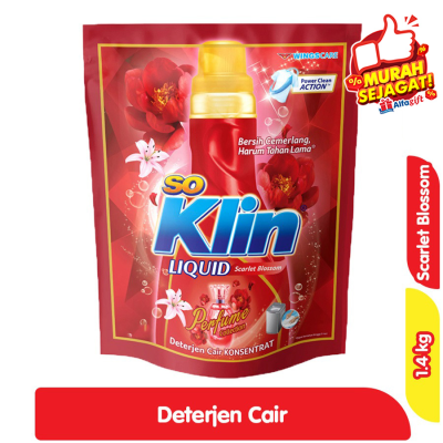 Promo So Klin Detergen Cair Scarlet Blossom Refill 1.4 kg Alfamart