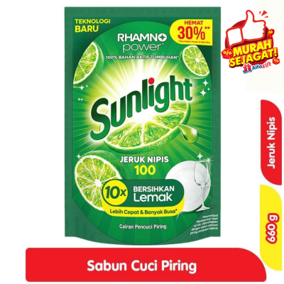 Promo Sunlight Sabun Cuci Piring Jeruk Nipis Refill 660 g Alfamart