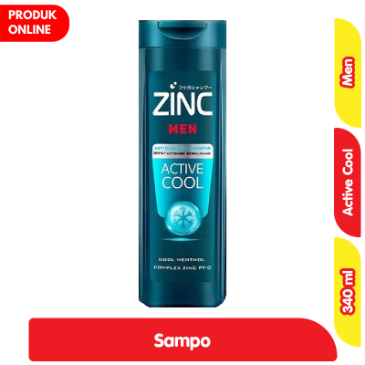 Promo Zinc Sampo Anti Ketombe Pria Active Cool Menthol Botol 340 ml Alfamart