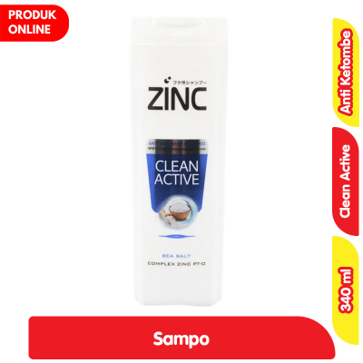 Promo Zinc Sampo Anti Ketombe Clean Active Sea Salt Botol 340 ml Alfamart