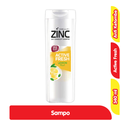 Promo Zinc Sampo Anti Ketombe Active Fresh Lemon Mint Botol 340 ml Alfamart