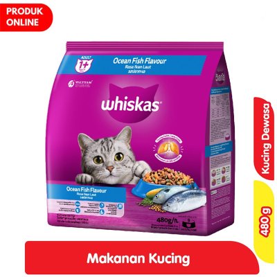Promo Whiskas Makanan Kucing Kering Adult Ikan Laut 480 g Alfamart