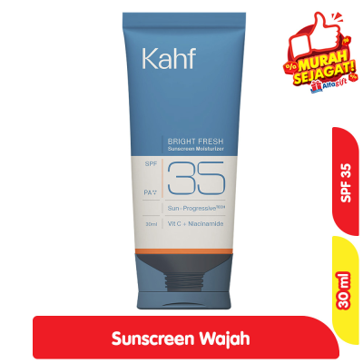 Promo Kahf Sunscreen Moisturizer Wajah Pria Bright Fresh SPF 35 30 ml Alfamart