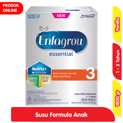 Promo Enfagrow Essential 3 Susu Formula Bubuk Pertumbuhan Anak 1-3 Tahun Vanila 1.8 kg Alfamart