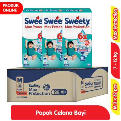 Promo Sweety Max Protection Popok Celana Bayi M 3 x 32 pcs - Karton Alfamart