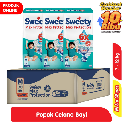 Promo Sweety Max Protection Popok Celana Bayi M 3 x 32 pcs - Karton Alfamart