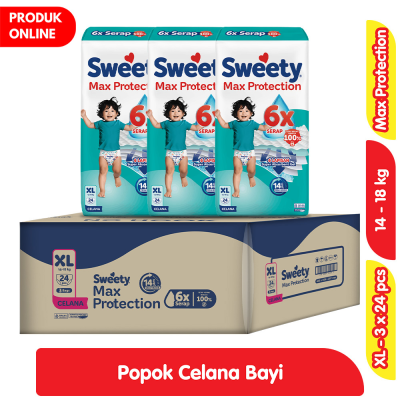 Promo Sweety Max Protection Popok Celana Bayi XL 3 x 24 pcs - Karton Alfamart