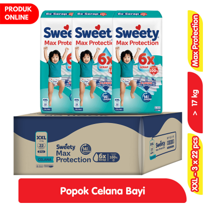 Promo Sweety Max Protection Popok Celana Bayi XXL 3 x 22 pcs - Karton Alfamart