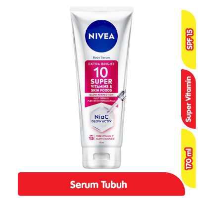 Promo Nivea Extra Bright Serum Pelembap Tubuh 10 Super Vitamin SPF 15 170 ml Alfamart