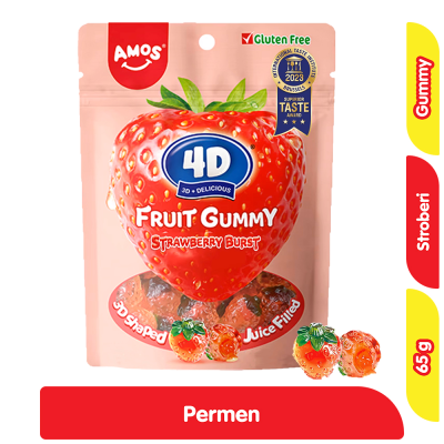 Promo Amos 4D Permen Jeli 3D Buah Stroberi 65 g Alfamart