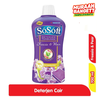 Promo SoSoft Detergen Cair Tumbuhan Freesia & Pear 700 g Alfamart