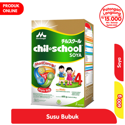 Promo Morinaga chil-school Soya 4 Susu Bubuk Pertumbuhan Anak 3-12 Tahun Madu 600 g Alfamart