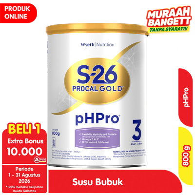 Promo S-26 Procal Gold pHPro 3 Susu Pertumbuhan Anak 1-3 Tahun susu bubuk 800 g Alfamart