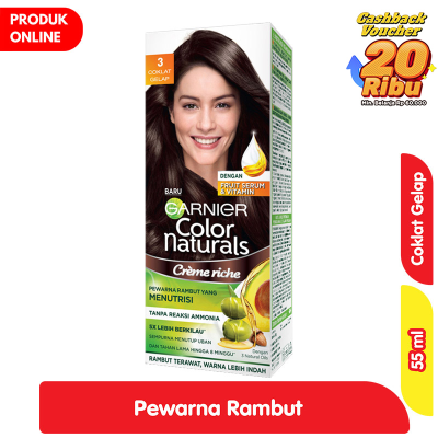 Promo Garnier Creme Riche Pewarna Rambut 3 Coklat Gelap 55 ml Alfamart
