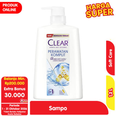 Promo Clear Sampo Anti Ketombe Perawatan Komplit Pump 1.2 L Alfamart