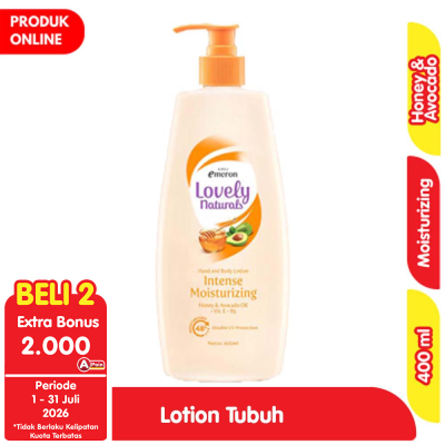 Promo Emeron Lovely Natural Lotion Pelembap Tubuh Intense Moisturizing 400 ml Alfamart