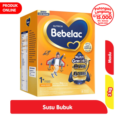 Promo Bebelac 1+ GroGreat+ Susu Bubuk Pertumbuhan Anak Madu 3 kg Alfamart
