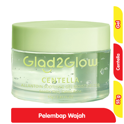 Promo Glad2Glow Centella Gel Moisturizer Pelembap Wajah Anti Jerawat 55 g Alfamart