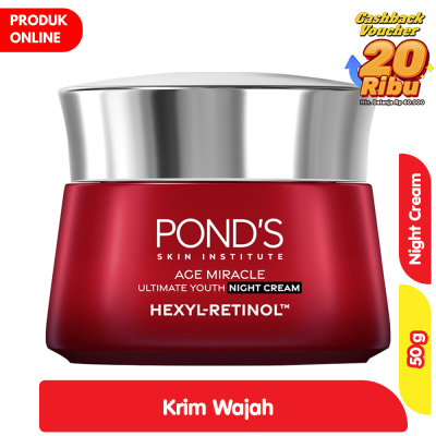 Promo Pond's Age Miracle Krim Malam Pelembap Wajah Ultimate Youth Anti Aging 50 g Alfamart