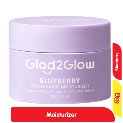 Promo Glad2Glow Moisturizer Pelembap Wajah Anti Jerawat Blueberry 30 g Alfamart