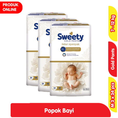 Promo Sweety Gold Popok Celana Bayi M 3 x 34 pcs - Karton Alfamart