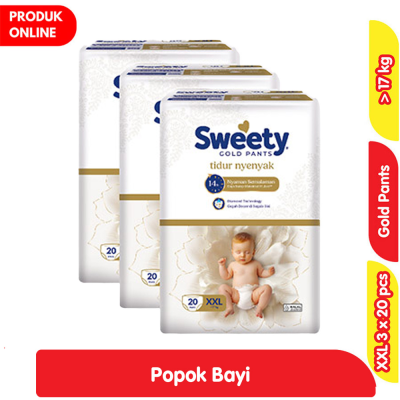 Promo Sweety Gold Popok Celana Bayi XXL 3 x 20 pcs - Karton Alfamart
