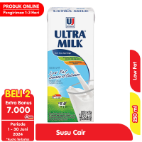 Promo Harga Ultra Milk Susu UHT Low Fat Full Cream 250 ml - Alfamart