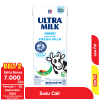 Promo Harga Ultra Milk Susu UHT Low Fat Full Cream 250 ml - Alfamart