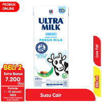 Promo Harga Ultra Milk Susu UHT Low Fat Full Cream 250 ml - Alfamart